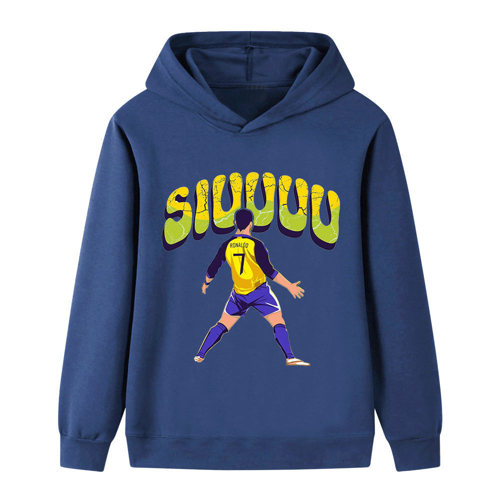 Cristiano Ronaldo Fotbolls Hoodie för Barn - Siuuu Footballdinho