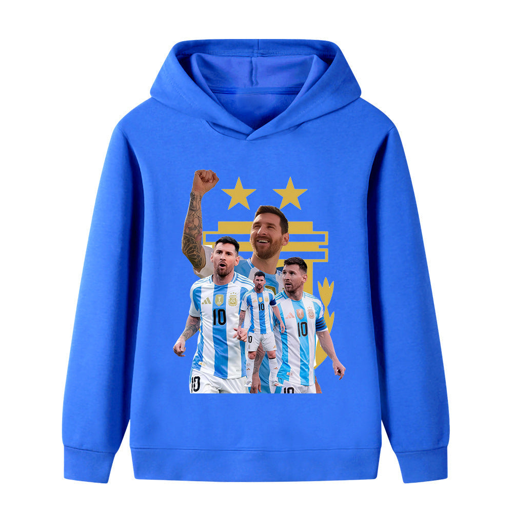 Messi Fotbolls Hoodie för Barn - Argetina Footballdinho
