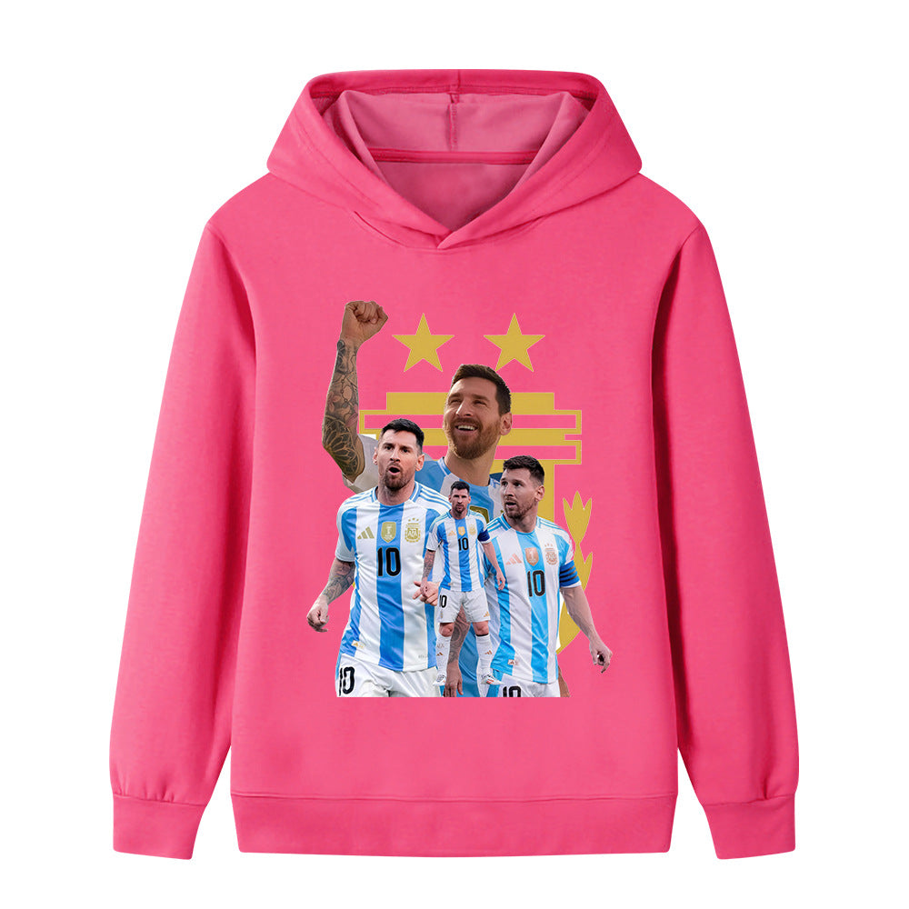 Messi Fotbolls Hoodie för Barn - Argetina Footballdinho
