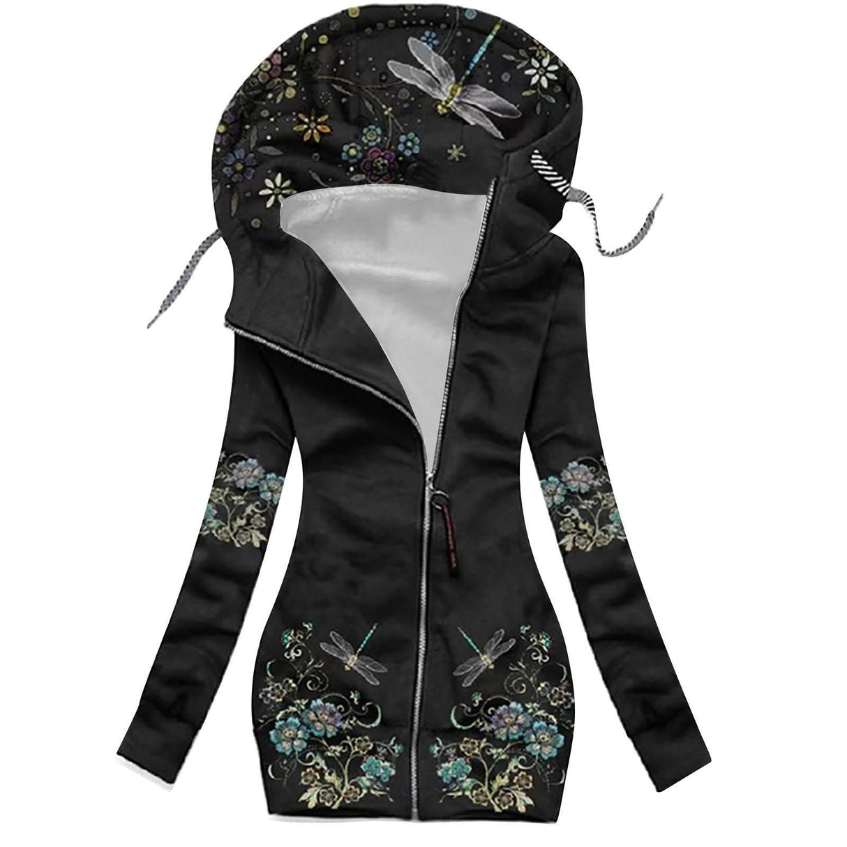 Kvinnors Butterfly Art Cardigan Sweatshirt-Clothes for women-Bellasverige-Svart-M-Hemnix