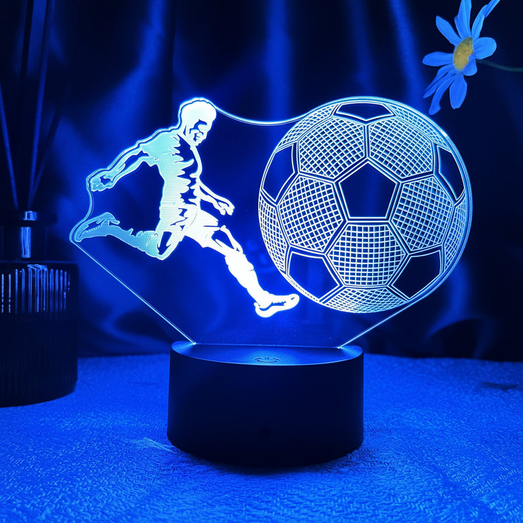 Fotboll 3D Illusion LED-Lampa - Nattlampa - 16 Färger Footballdinho