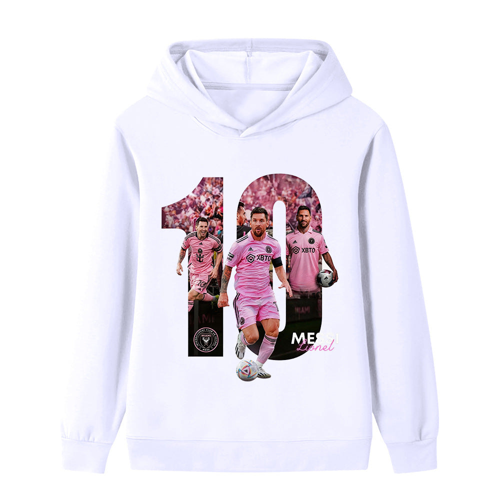 Lionel Messi Fotbolls Hoodie för Barn - Miami Footballdinho