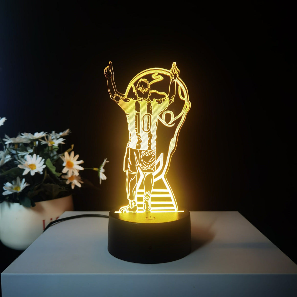 Lionel Messi 3D Illusion LED-Lampa - Nattlampa - 16 Färger Footballdinho