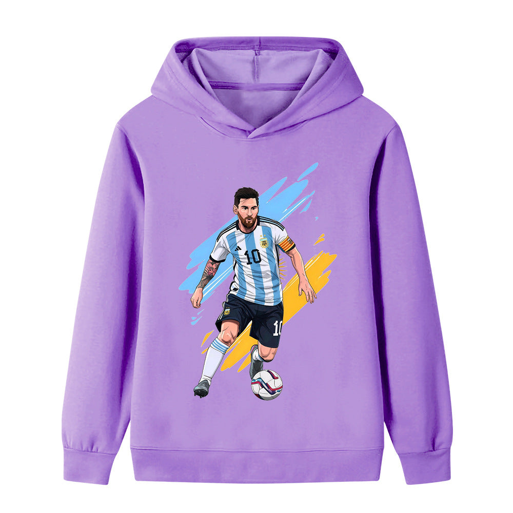 Lionel Messi Fotbolls Hoodie för Barn - Argetina Footballdinho