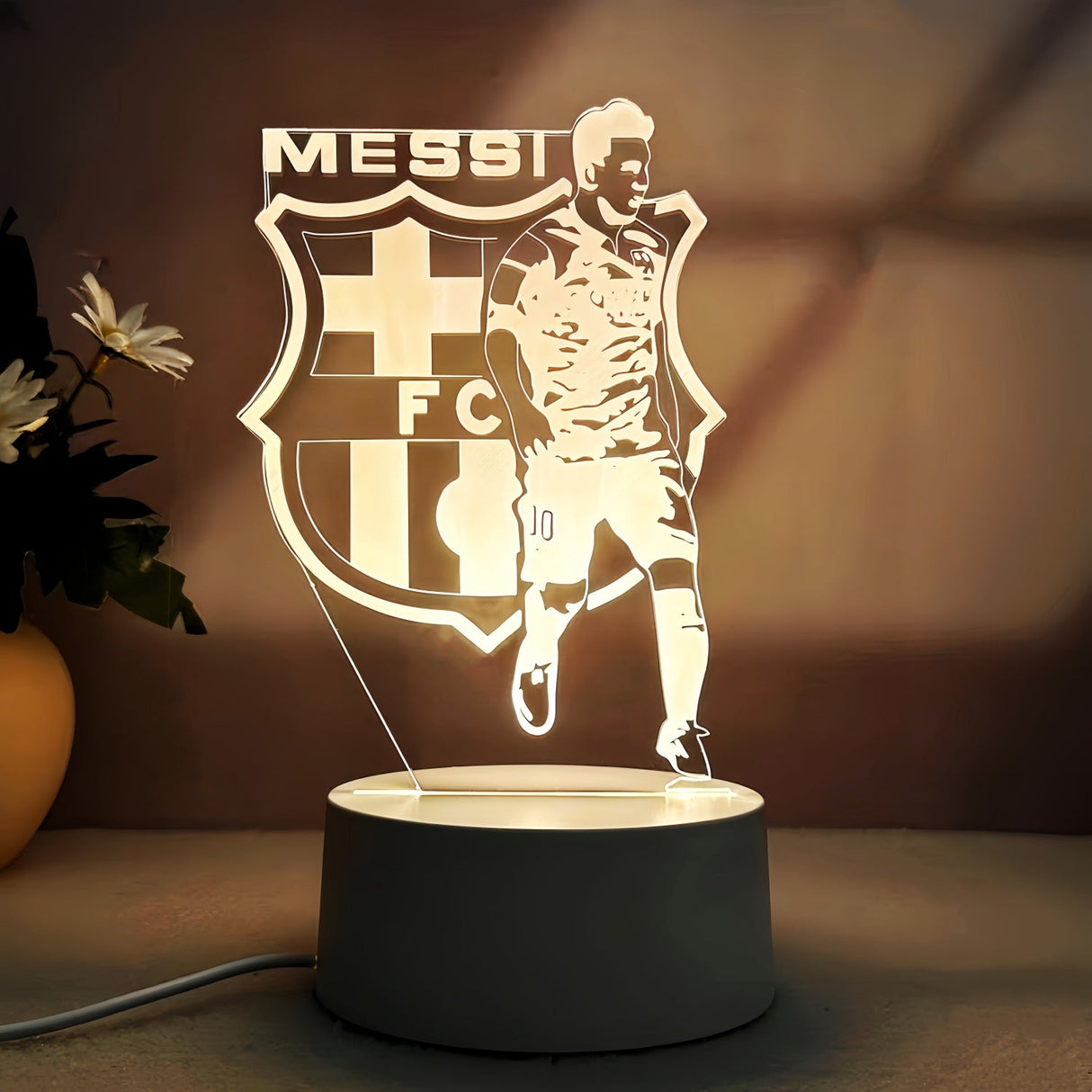 Lionel Messi 3D Illusion LED-Lampa - Nattlampa - 16 Färger Footballdinho