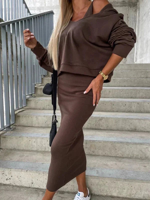 Dam Kropp Elegant Design Bekväm Bomull Elastan-Kvinnokläder-Hemnix-Brun-XS-Hemnix