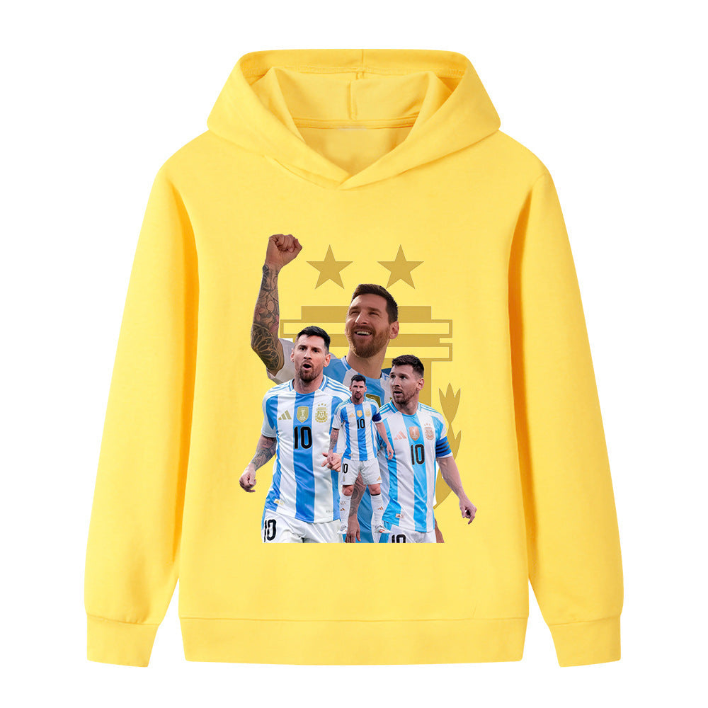 Messi Fotbolls Hoodie för Barn - Argetina Footballdinho