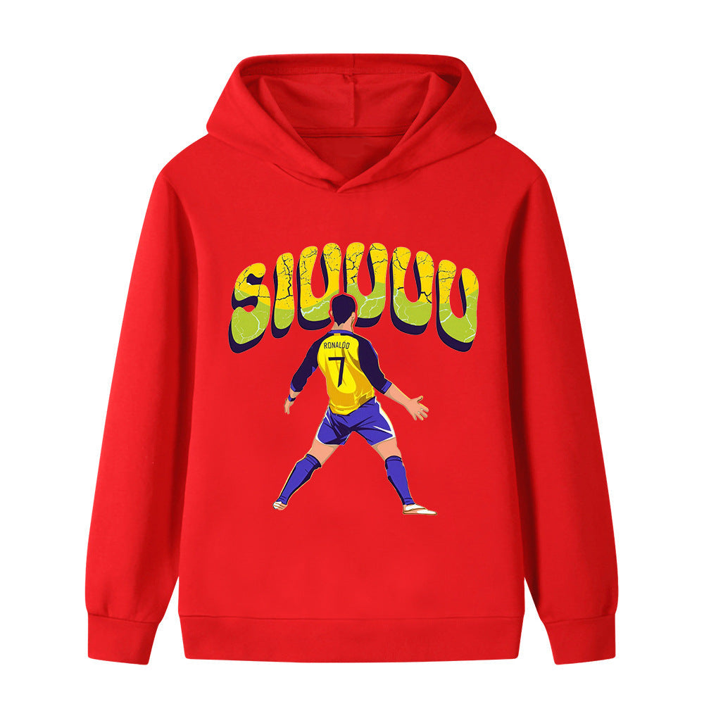 Cristiano Ronaldo Fotbolls Hoodie för Barn - Siuuu Footballdinho