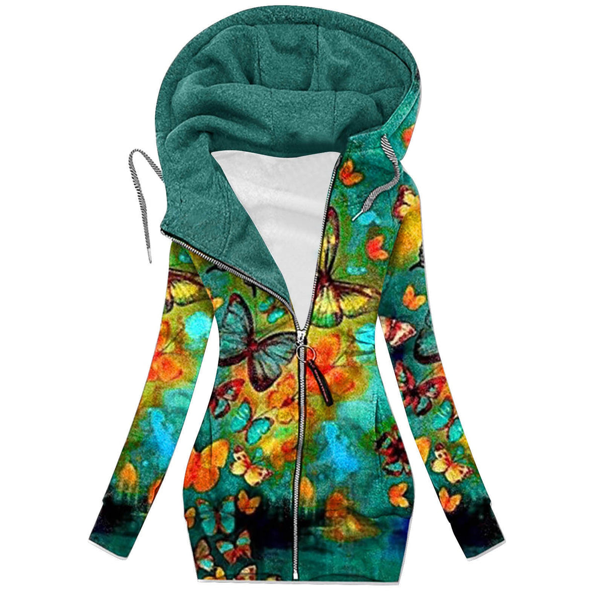 Kvinnors Butterfly Art Cardigan Sweatshirt-Clothes for women-Bellasverige-Grön-M-Hemnix