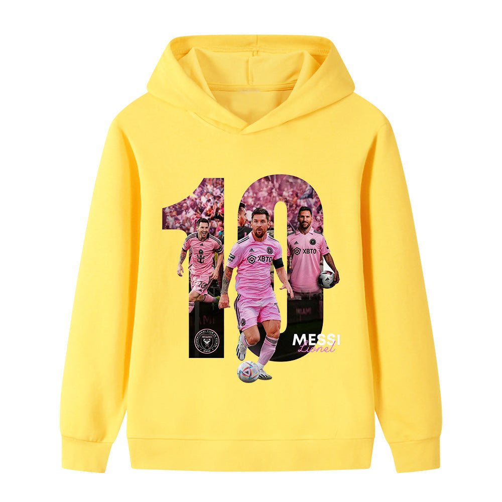 Lionel Messi Fotbolls Hoodie för Barn - Miami Footballdinho