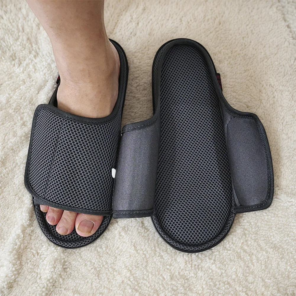 Öppningsbara tofflor för svullna fötter, diabetesfötter-Hemnix-Grå-39-40-Hemnix