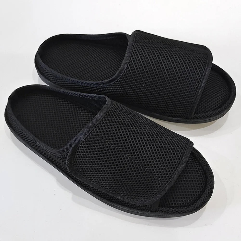 Öppningsbara tofflor för svullna fötter, diabetesfötter-Hemnix-Svart-39-40-Hemnix