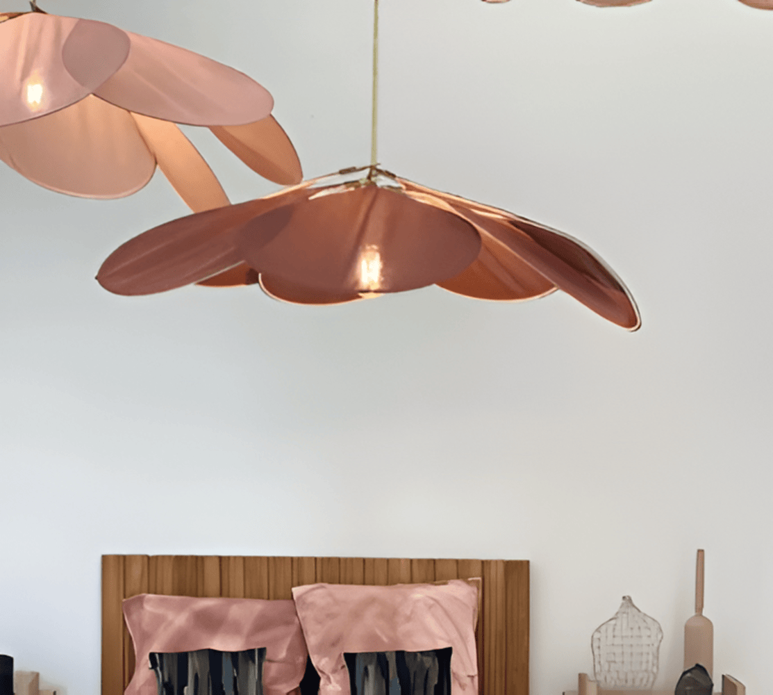 Vintage taklampa med blomdesign i tyg – hänglampa Hemnix