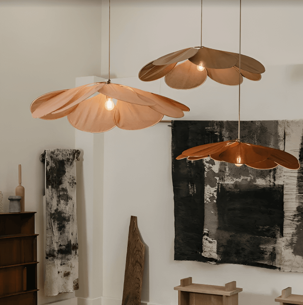 Vintage taklampa med blomdesign i tyg – hänglampa Hemnix