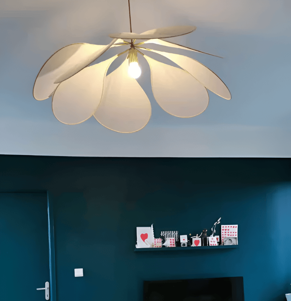 Vintage taklampa med blomdesign i tyg – hänglampa Hemnix