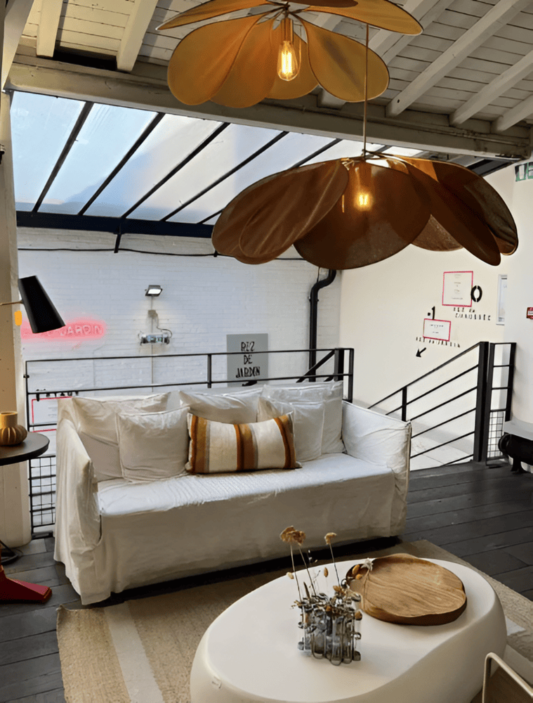 Vintage taklampa med blomdesign i tyg – hänglampa Hemnix