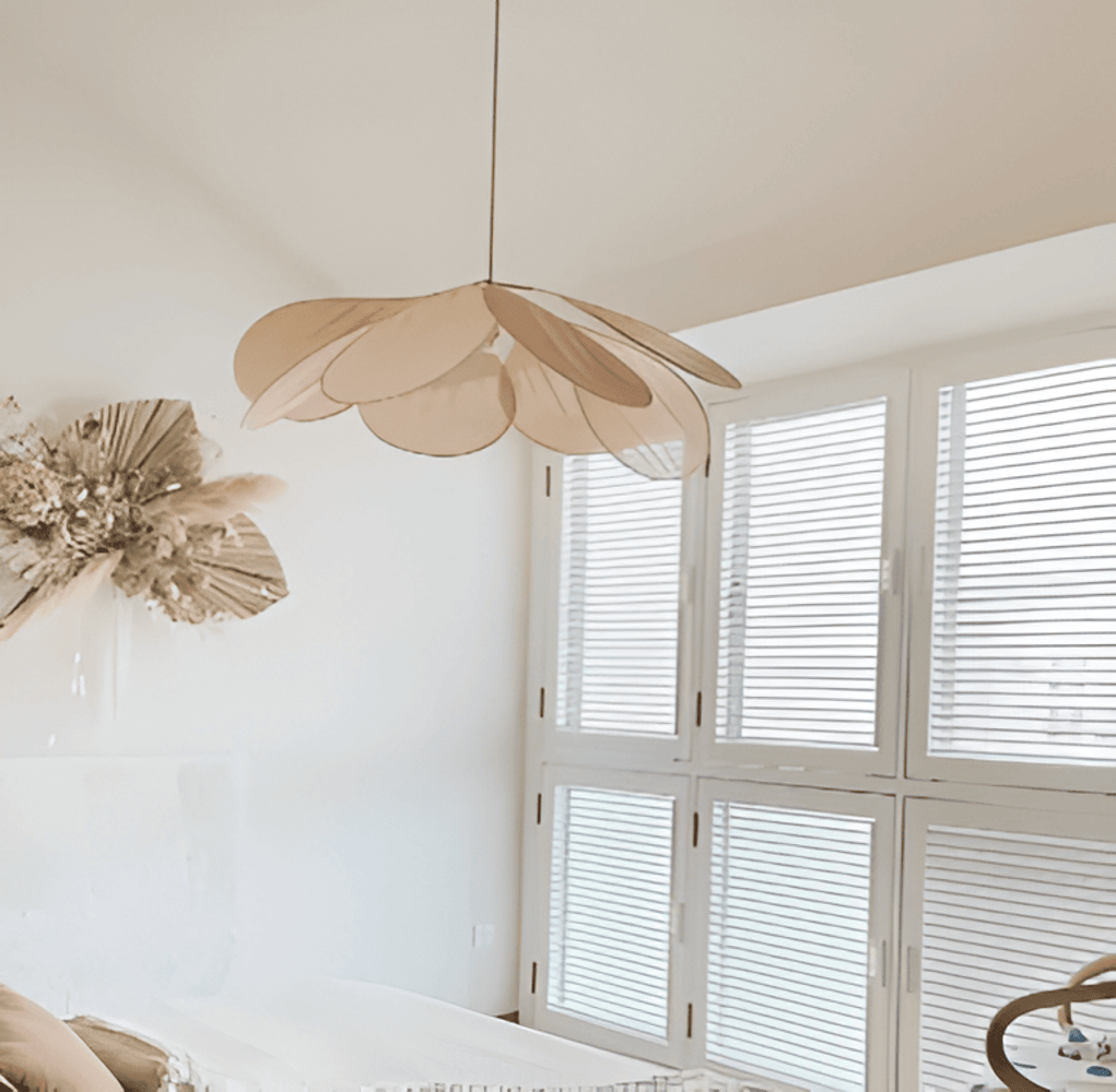 Vintage taklampa med blomdesign i tyg – hänglampa Hemnix
