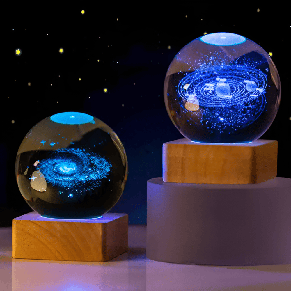 LED Kristallkula med Vintergatan – Magisk Galaxbelysning Hemnix