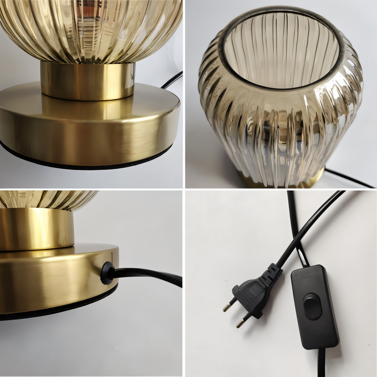 LumoRib – Elegant Bordslampa med Ribbade Glasdetaljer Hemnix