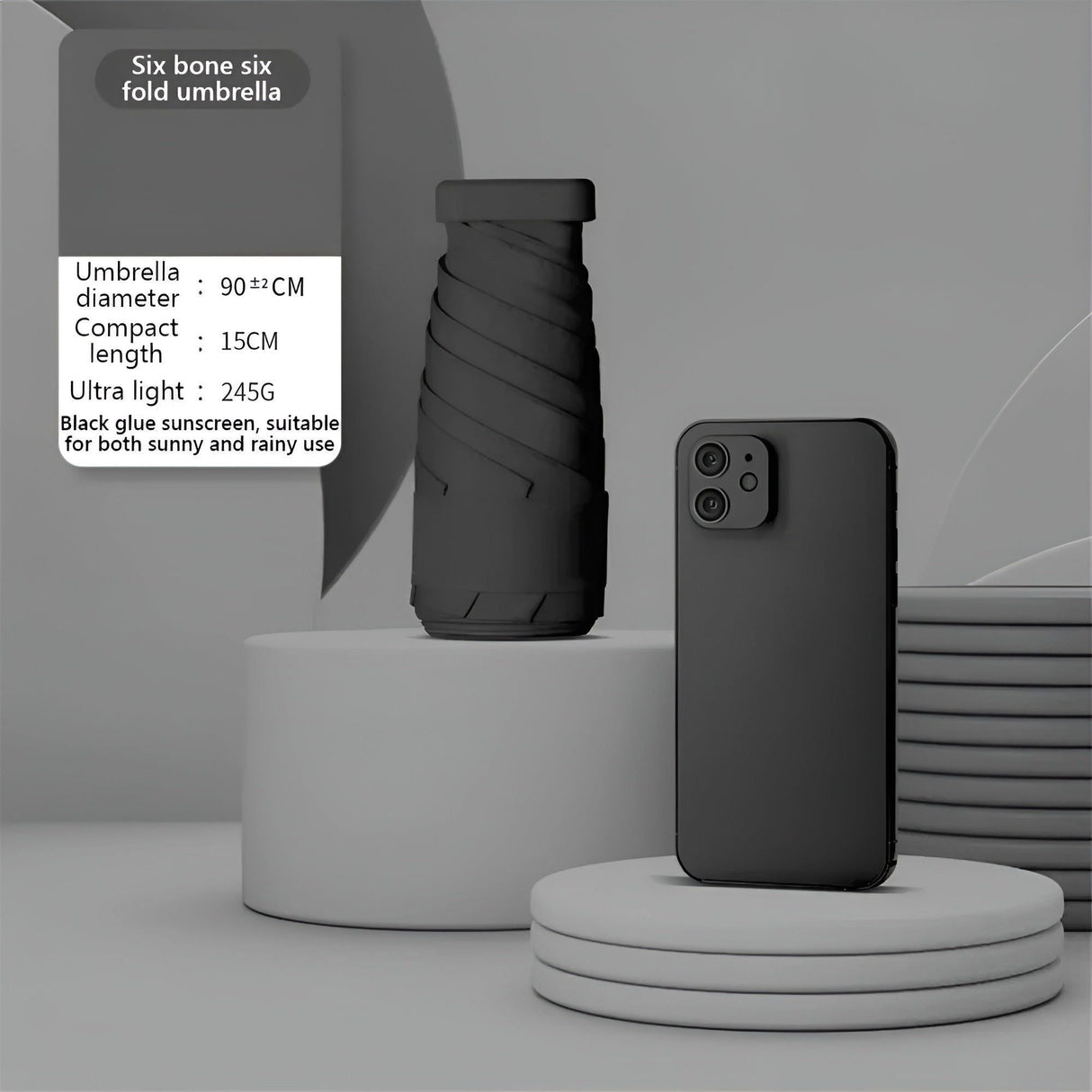 PocketSun Paraply - Lätt Kompakt Fällbar Reseparaply Carvallo