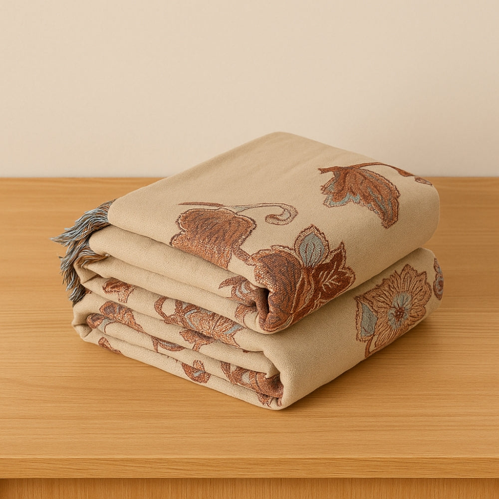 Orchid Trail Floral Cotton Tassel Sängfilt Carvallo