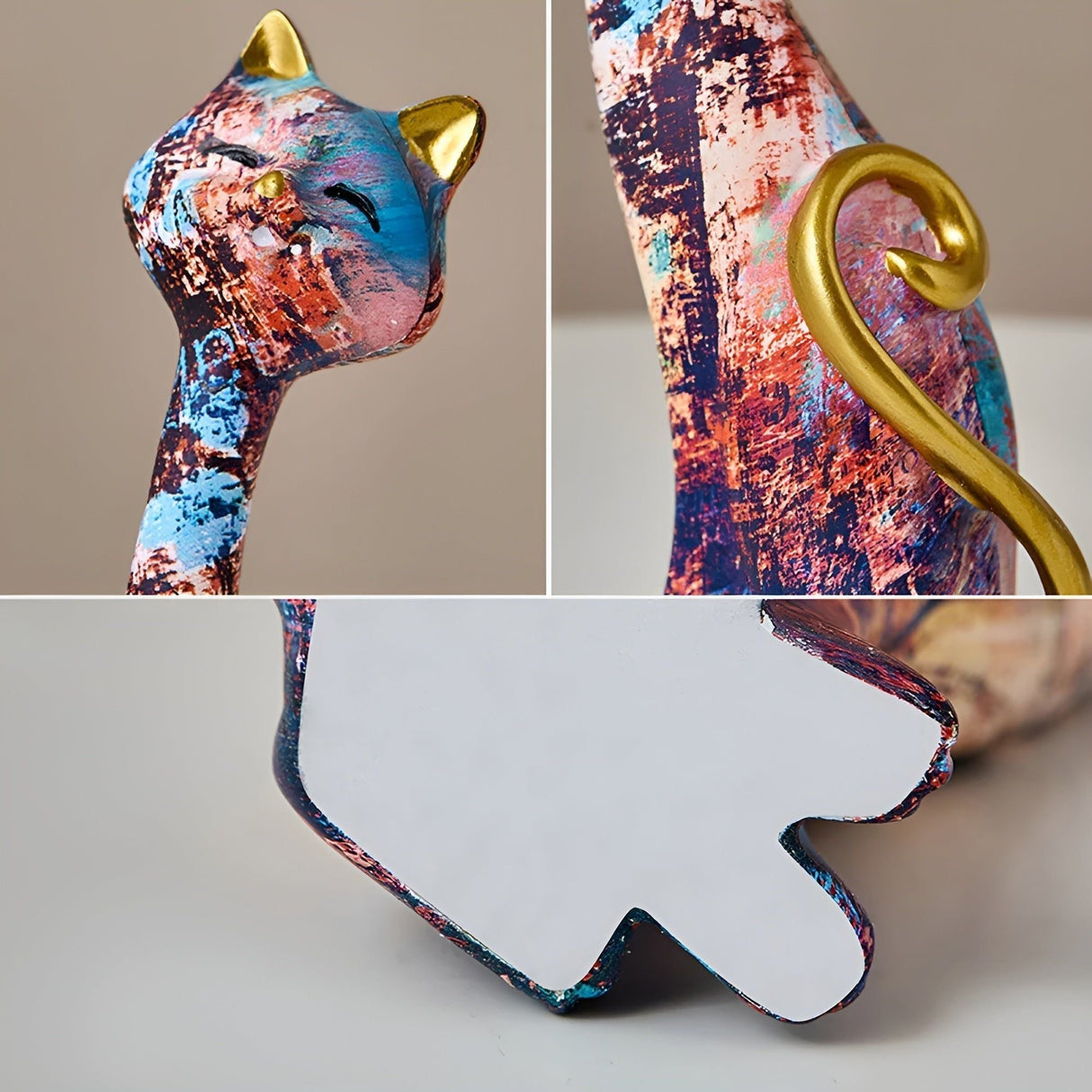 Sweet Lovers - Handmålat Kattpar Skulptur för Evig Kärlek Carvallo