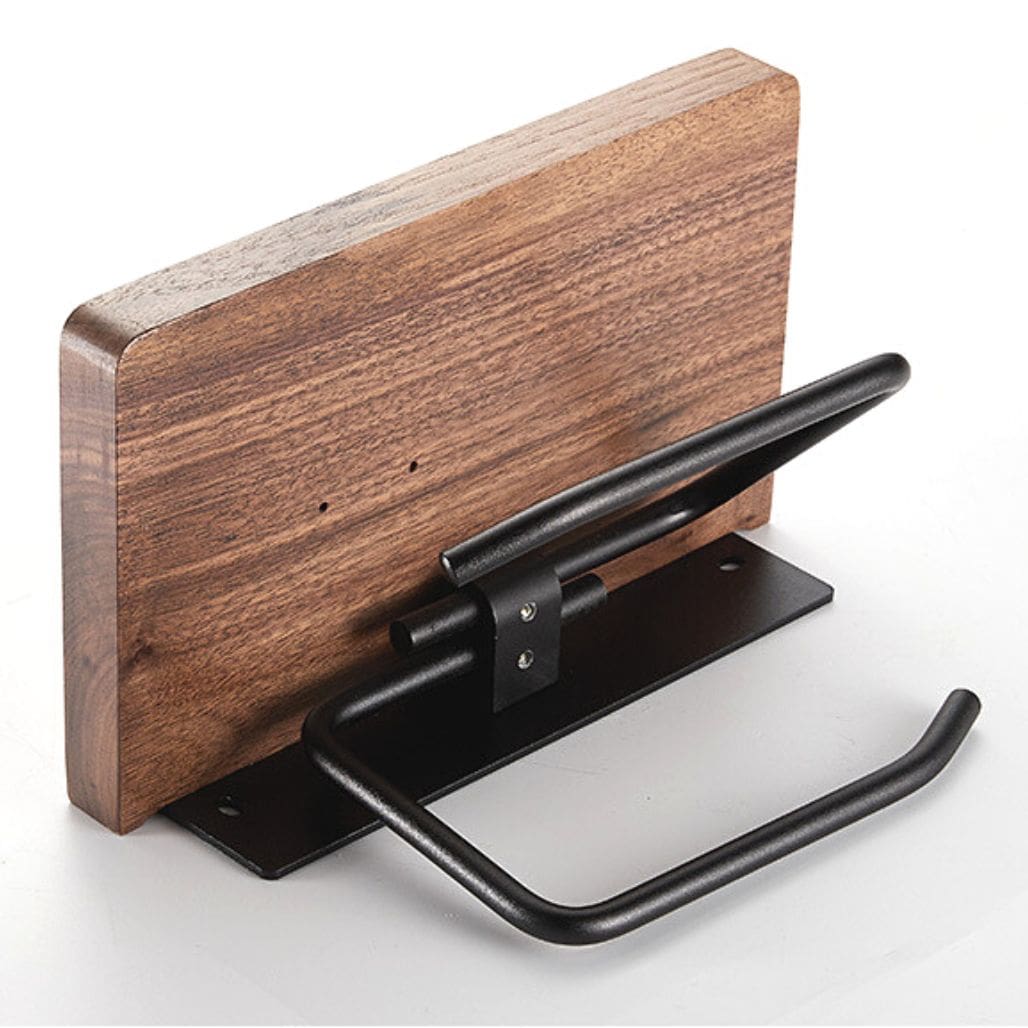 TimberWood - Toalettpappershållare i trä med praktisk telefonhylla MILA Sverige