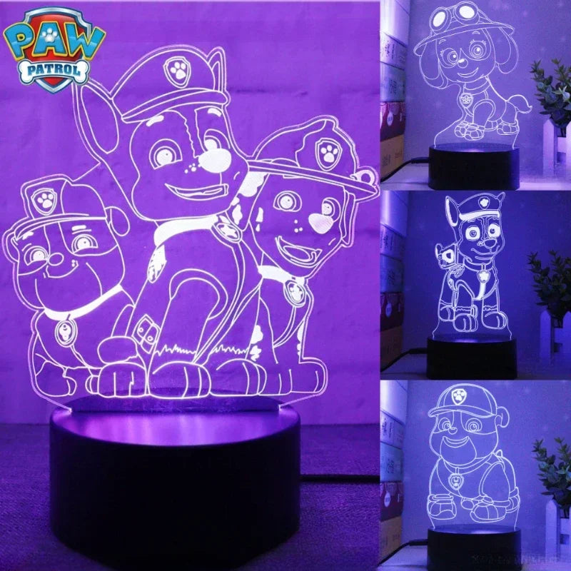 LuxRoyale Paw Patrol Nattlampa för Barn - 3D Tecknad Sängrum Dekor Lampa Carvallo
