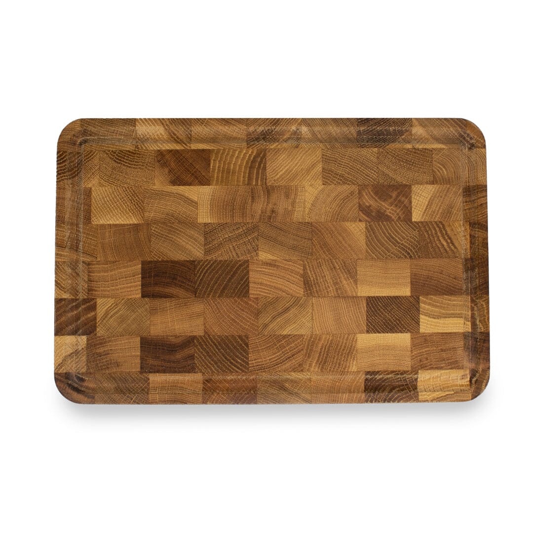 Premium ekträskärbräda – Robust, halkfri och med måttangivelser, idealisk för kött, grönsaker och bröd Carvallo