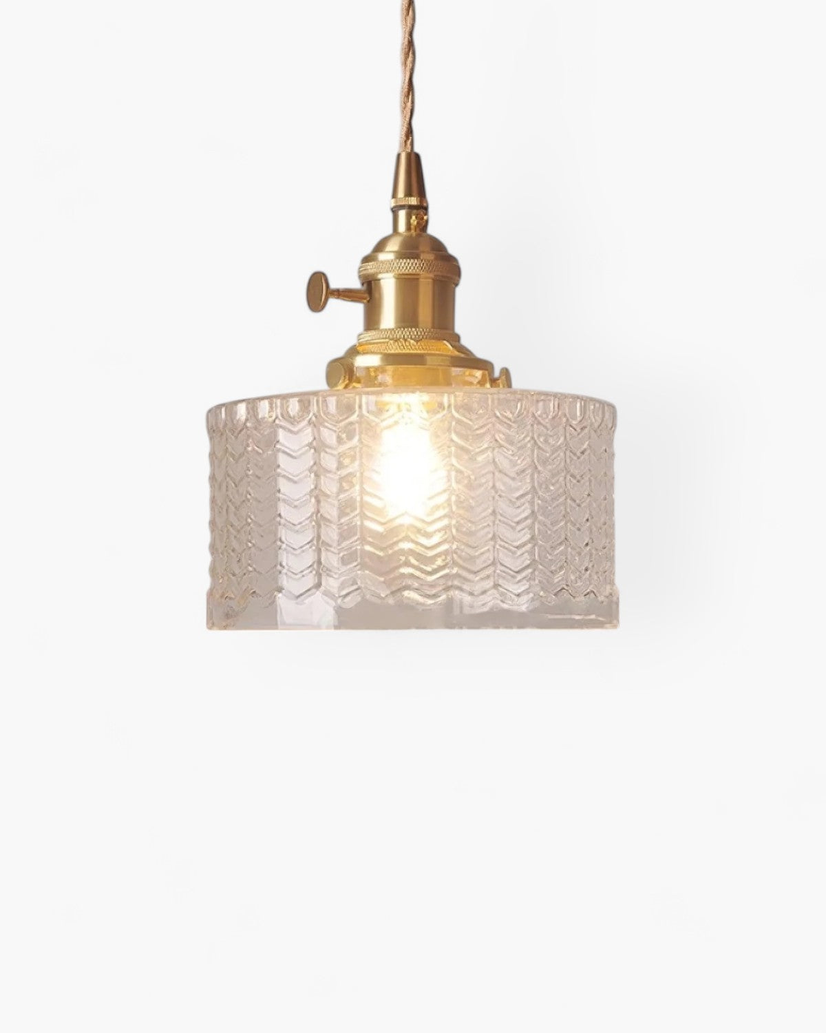Vintage Glass Ceiling Pendant | Textured Glass & Brass | Warm 3000K Glow Carvallo