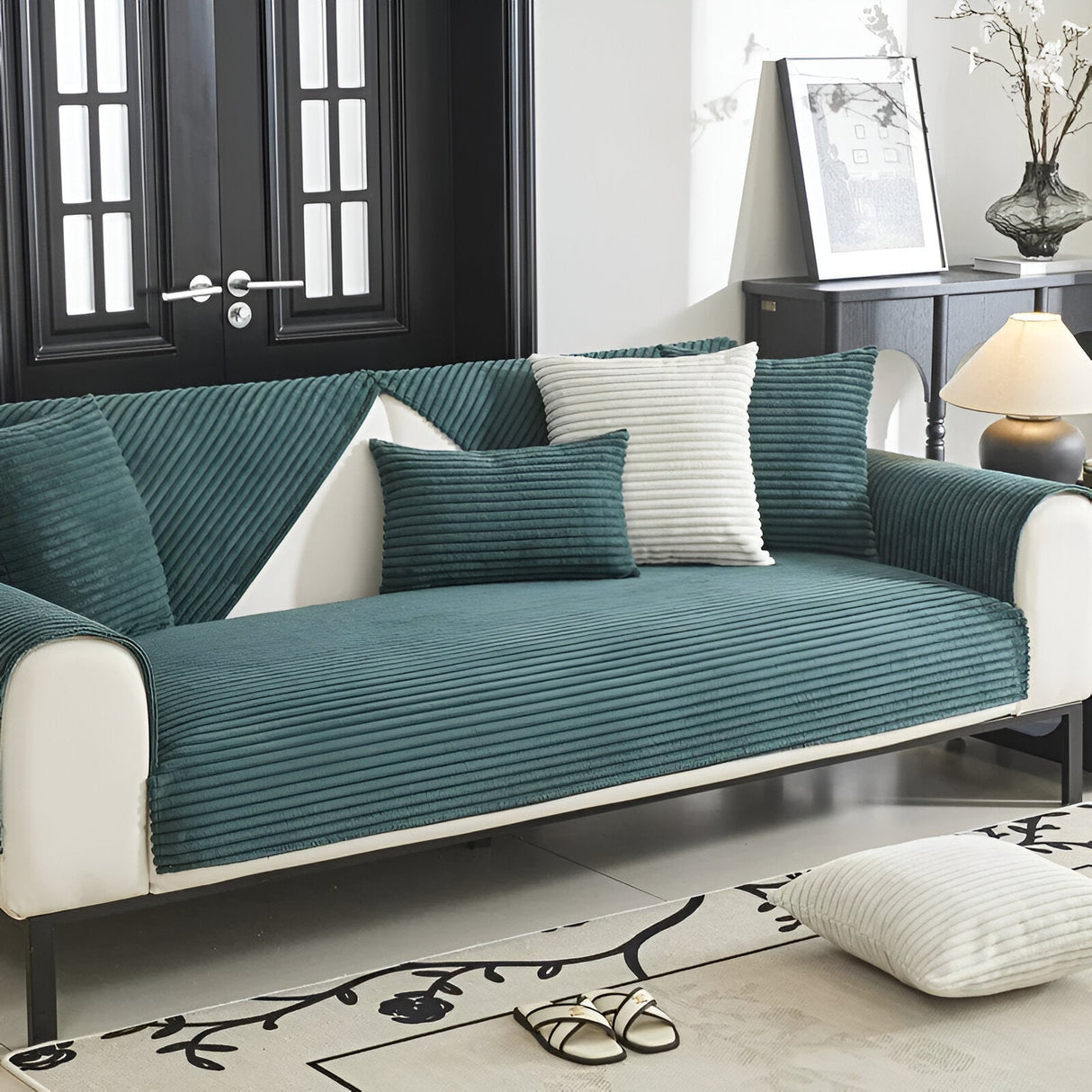 PuffSoft Soffaöverdrag – Plyschsammet, halkfritt överdrag för ultimat komfort och stil Carvallo