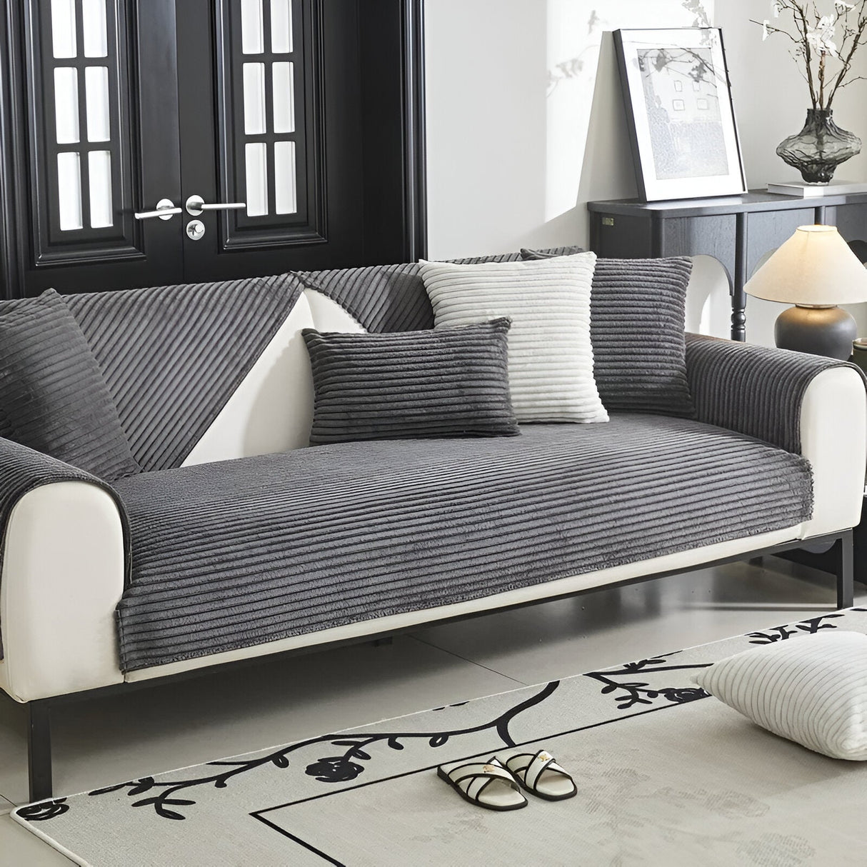 PuffSoft Soffaöverdrag – Plyschsammet, halkfritt överdrag för ultimat komfort och stil Carvallo