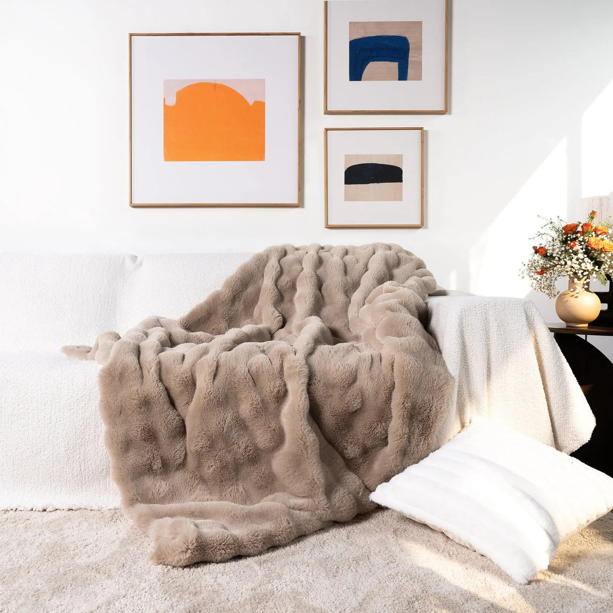 Faux Fur Kastpläd Mjuk Lyxdesign Carvallo