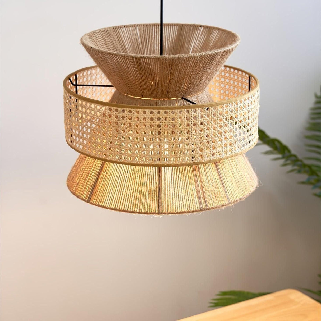 BambooLuxe Light - Italiensk bambus rattan hänglampa Carvallo