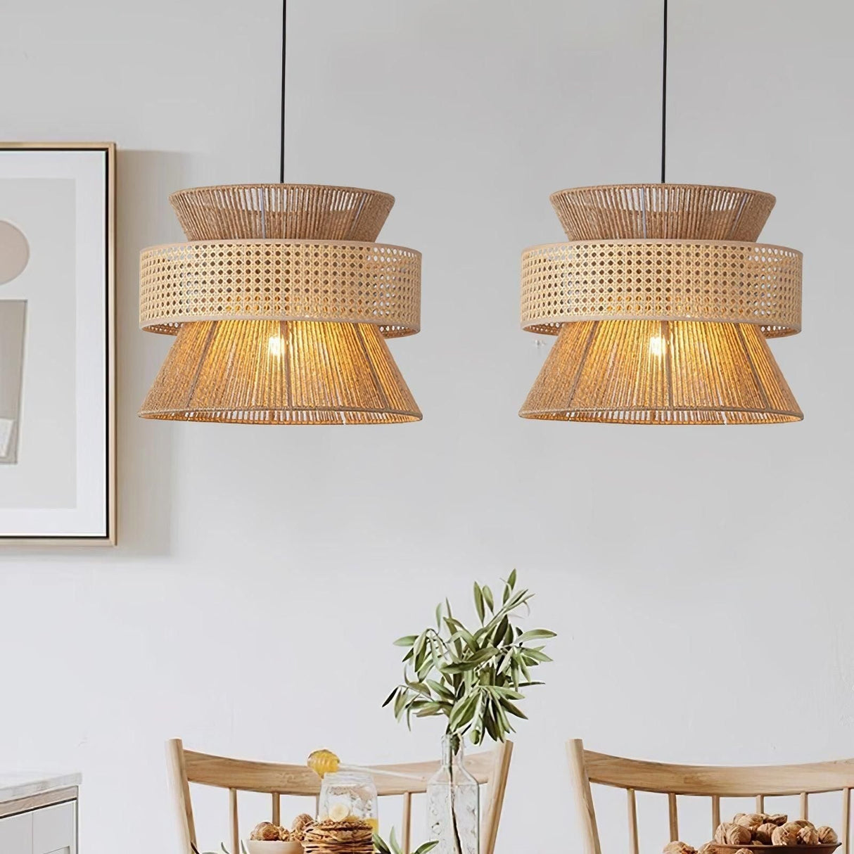 BambooLuxe Light - Italiensk bambus rattan hänglampa Carvallo