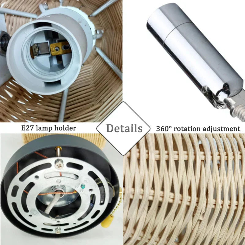 RattanGlow - Svängbar Vägglampa av Handvävd Rattan Carvallo