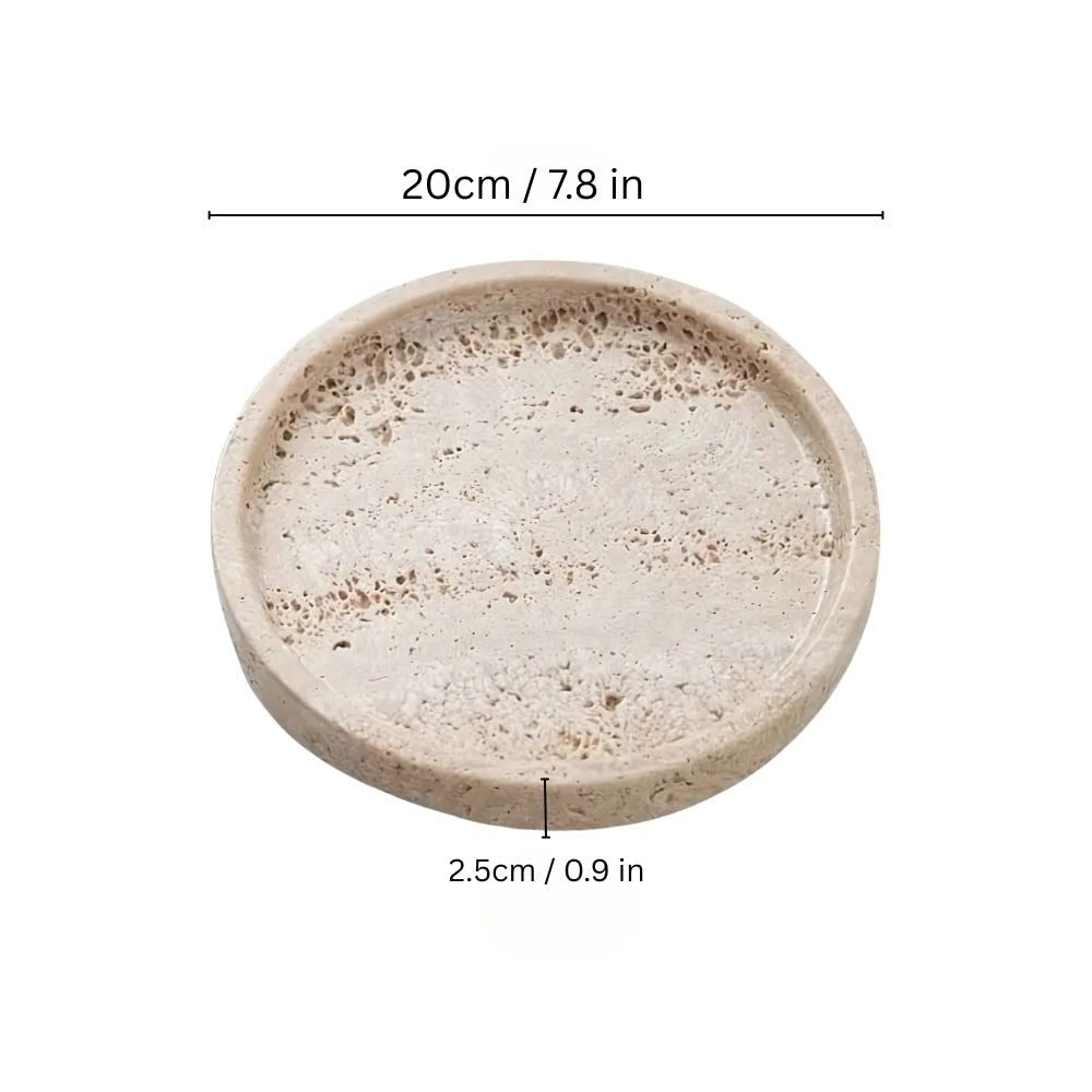 Rund travertinstenbricka Carvallo