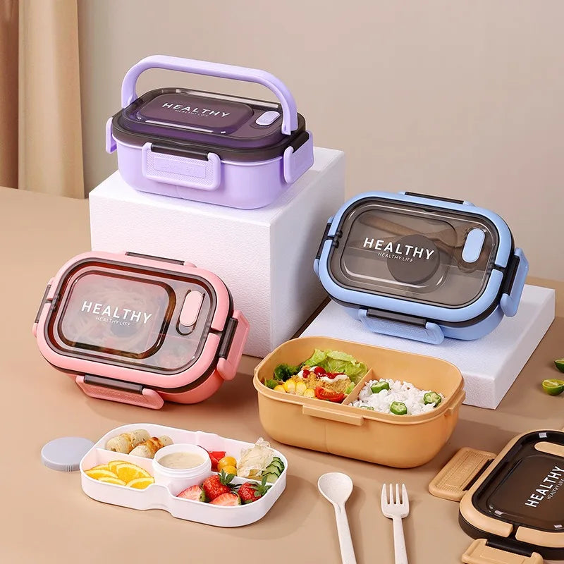 Royallure 1200ML Dubbellager Bento Lunch Box med Fack, Gaffel & Sked, Mikrosäker för Picknick & Kontor Carvallo