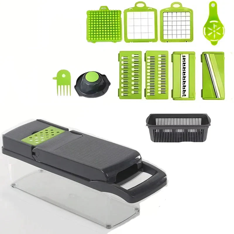 Royallure 14-i-1 Grönsakshackare Skivare Rivjärn Set för Kök Matlagning Carvallo