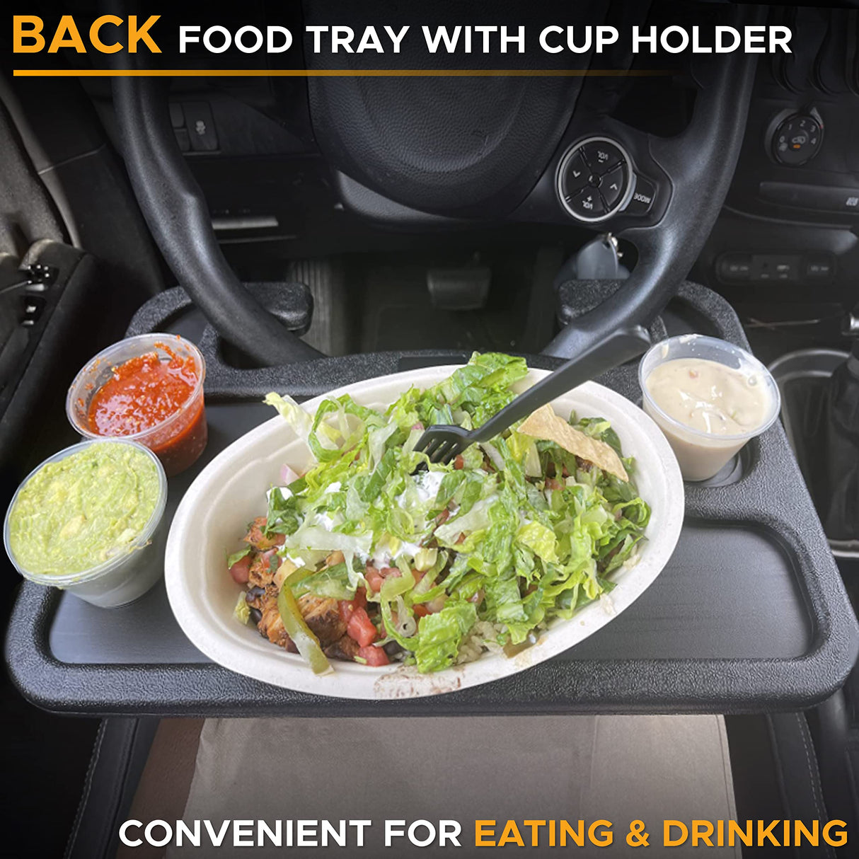 Royallure 2-i-1 Bilrattsbord – Laptopfäste & Matbricka med Koppställare Carvallo