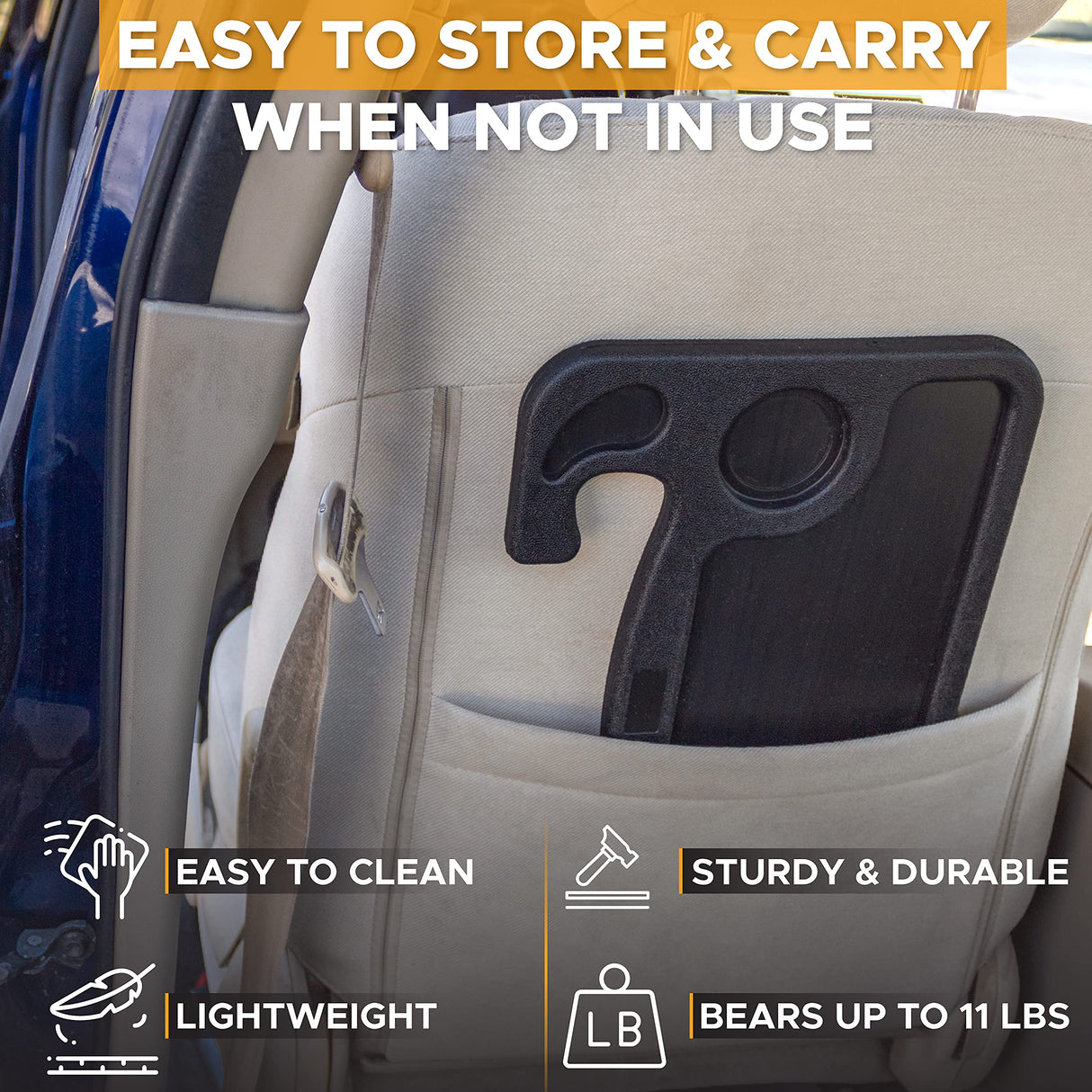 Royallure 2-i-1 Bilrattsbord – Laptopfäste & Matbricka med Koppställare Carvallo