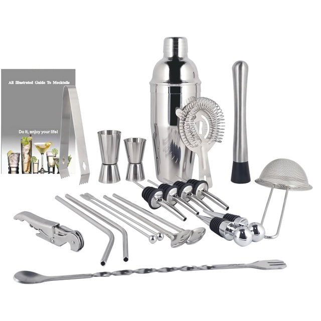 Royallure 22-delars rostfritt stål Boston cocktailshaker-set — Komplett barverktygssats Carvallo