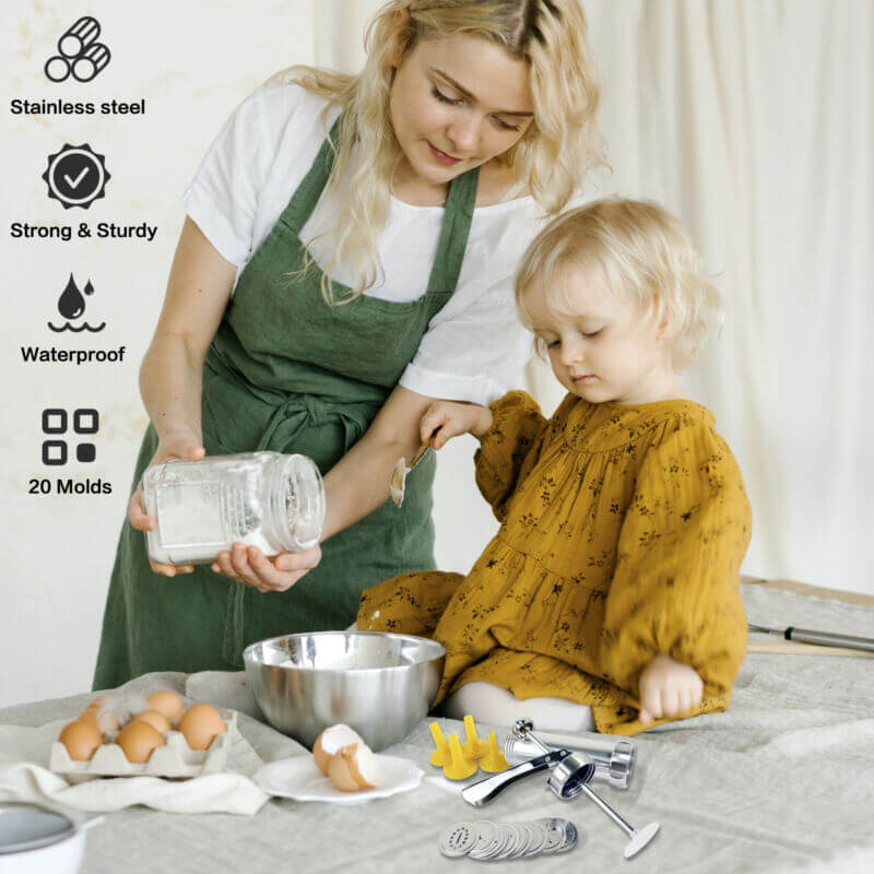 Royallure 25-delars kakpress-set – Aluminium, 20 skivor & 4 munstycken, lätt att använda Carvallo