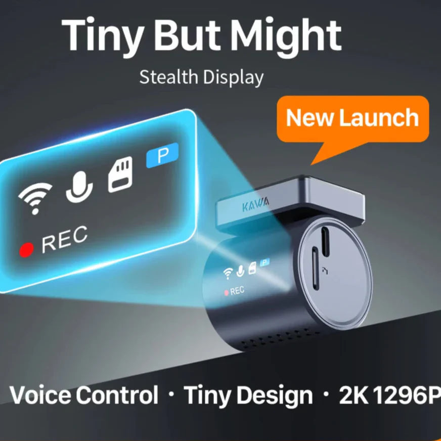 Royallure Mini Dash Cam med WiFi, röststyrning och 24H parkeringsvideoinspelare Carvallo