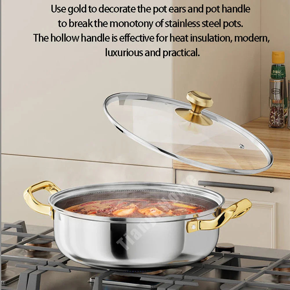 Royallure 30 cm Rostfritt Stål Stekpanna med Lock Honungskomb Wok för Alla Spisar Carvallo