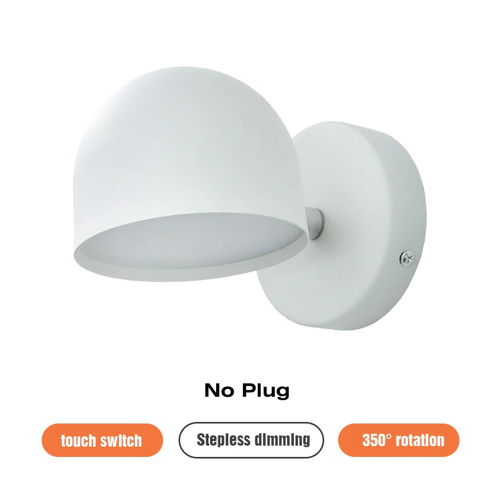 Royallure LED Inomhus Vägglampa 350° Rotera med Touch Dimming switch 9W Carvallo