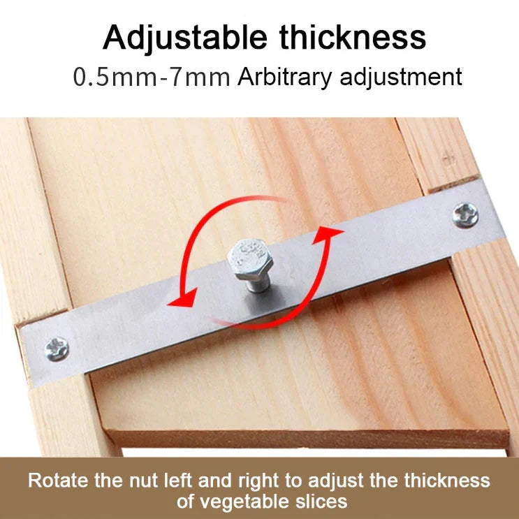 Royallure Trä Grönsakskniv Justerbar Skivare 0,5–7mm för Chips & Frukt Carvallo