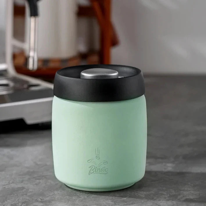 Royallure Kaffeebehållare i rostfritt stål med manuell vakuumlock för färska bönor Carvallo