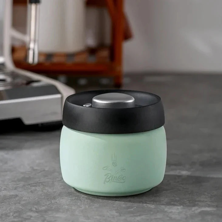 Royallure Kaffeebehållare i rostfritt stål med manuell vakuumlock för färska bönor Carvallo