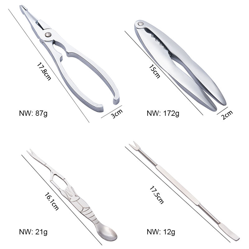 Royallure Rostfritt Stål Skaldjursverktyg Set – Krabbknäckare, Gafflar & Skedar, Förvaringslåda Carvallo